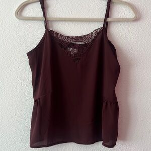 Burgundy tank top with lace